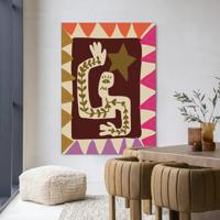 Urban Cotton Wandkleed 'Wave' 110 x 145cm in Frame - black