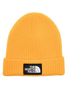 The North Face bonnet en maille nervurée à patch logo - Jaune