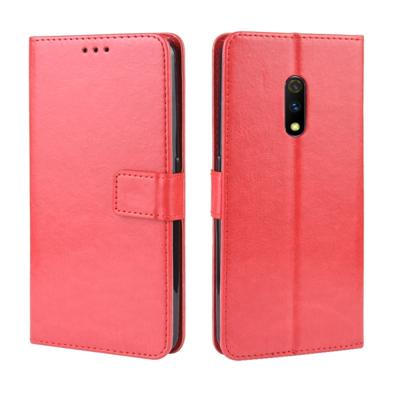 Retro Crazy Horse textuur horizontale Flip lederen case voor OPPO Realme X/OPPO K3 met houder & kaartsleuven & fotolijstjes (rood)