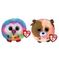 Ty - Knuffel - Teeny Puffies - Owel Owl & Mandarin Dog