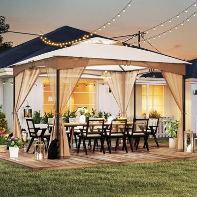 Paviljoen 3 x 3,6 m Vouwpaviljoen met 4 Zandzakken & 4 Muskietennetten & Dubbel Dak Waterdicht & Stabiel & Winterbestendig Khaki