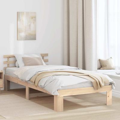 Bedframe met hoofdeinde Bruin 90 x 200 cm Massief grenenhout