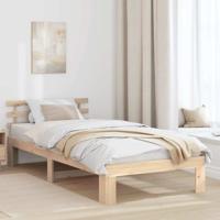 Bedframe met hoofdeinde Bruin 90 x 200 cm Massief grenenhout