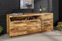 Massief dressoir IRON CRAFT 175 cm naturel mangohout met lades wijnrek - 44184
