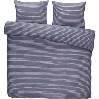 2e Halve Prijs Leen Bakker - Dekbedovertrek Rees - Blauw - 240x200 Cm - Polyester/Katoen - Grijs