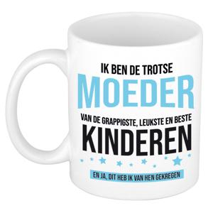 Cadeau koffie/thee mok voor moeder - blauw - trotse moeder- keramiek - 300 ml - Moederdag   -