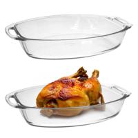 Marinex Ovenschaal van borosilicaat glas - 2x - ovaal - 4.2 Liter - 40 x 27 x 7 cm - serveerschaal