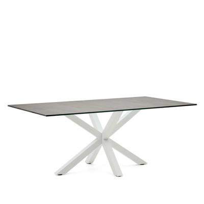 Kave Home Eettafel 'Argo' Iron Moss Keramiek, 200 x 100cm, kleur Wit