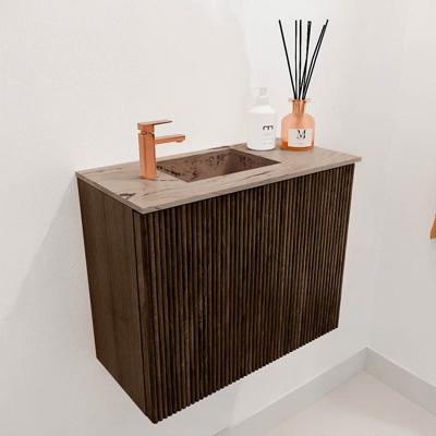 Toiletmeubel Mondiaz Joya Dlux | 50 cm | Meubelkleur Walnut | Faye wastafel Arena Wasbak Links | 1 kraangat
