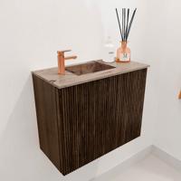 Toiletmeubel Mondiaz Joya Dlux | 50 cm | Meubelkleur Walnut | Faye wastafel Arena Wasbak Links | 1 kraangat