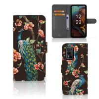 Nokia XR21 | Telefoonhoesje | Met pasjeshouder | Pauw met Bloemen