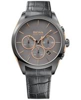 Heren BOSS &apos;Onyx&apos; chronograaf krokodillenleren bandhorloge, 44 mm - grijs