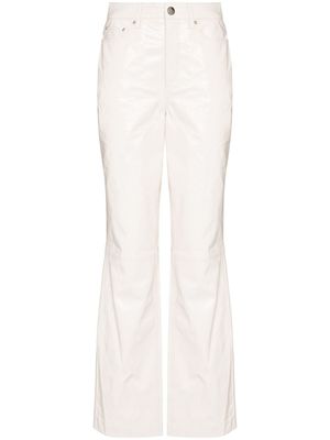 REMAIN pantalon droit Lynn en cuir - Blanc