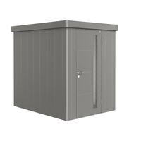 Biohort Metalen tuinhuis Neo - Enkele deur - Kwartsgrijs - 3D (348x292 cm)- Plat dak- Metaal- Biohort