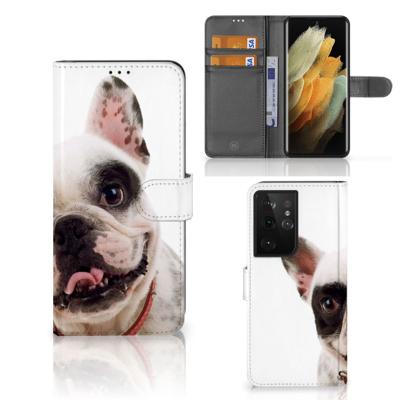 Samsung Galaxy S21 Ultra | Telefoonhoesje | Met pasjeshouder | Franse Bulldog