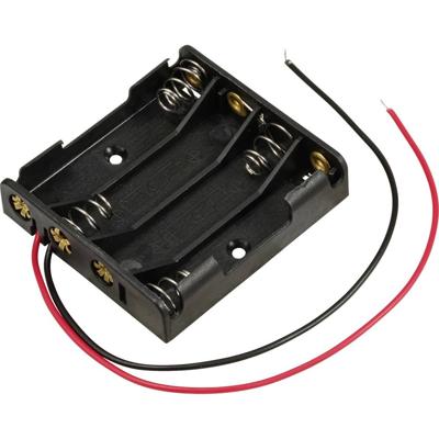 TRU COMPONENTS TC-13220676 Batterijhouder Aantal cellen: 4 AAA (potlood) Kabel (l x b x h) 51 x 47 x 12 mm