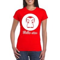 Rood bankovervaller t-shirt voor dames 2XL  -