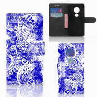 Telefoonhoesje met Naam Motorola Moto G7 Play Angel Skull Blauw