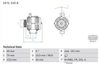 Dynamo / Alternator BOSCH, Spanning (Volt)14V, u.a. für Ford, Jaguar