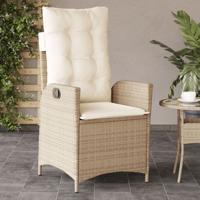 Tuinstoel verstelbaar met kussens poly rattan beige - thumbnail