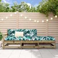 3-delige Loungeset met kussens gempregneerd grenenhout