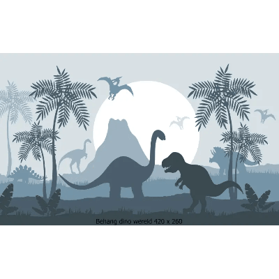 Designed4Kids wandvullend behang kinderkamer dino blauw-420 x 260 cm