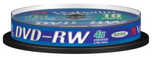 Verbatim 43552 DVD-RW disc 4.7 GB 10 stuk(s) Spindel Herschrijfbaar