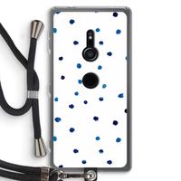 Blauwe stippen: Sony Xperia XZ2 Transparant Hoesje met koord