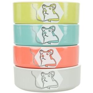 TRIXIE VOERBAK / WATERBAK KERAMIEK STRIP HAMSTER ASSORTI 8 CM