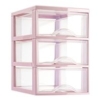 Ladeblokje/bureau organizer met 3x lades - transparant/roze - L18 x B25 x H25 cm - plastic - thumbnail