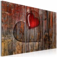 Schilderij - Hart in hart, Liefde , rood bruin , 3 luik - thumbnail