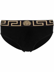 Versace slip en coton à bande Greca - Noir