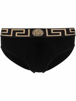 Versace slip en coton à bande Greca - Noir