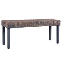 Bankje 110 cm natuurlijk kubu rattan en massief mangohout grijs - thumbnail