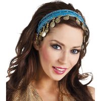 Buikdanseres hoofdband/diadeem turquoise blauw dames verkleedacc Buikdanseres hoofdband/diadeem turquoise blauw dames verkleedacc