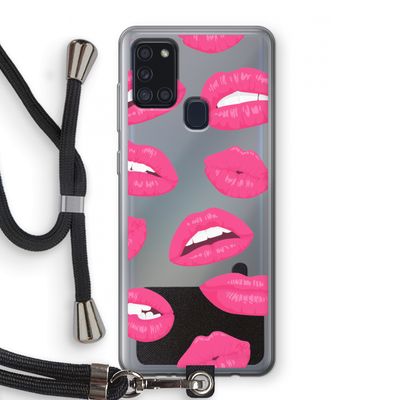 Bite my lip: Samsung Galaxy A21s Transparant Hoesje met koord