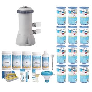 WAYS - Zwembad Onderhoud - Pakket Medium Deluxe & Filterpomp 3407 L/u & 12 Filters Type A