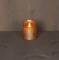 Batterijverlichting kaars wax rustiek met bewegende vlam goud 10 cm - Anna's Collection - thumbnail