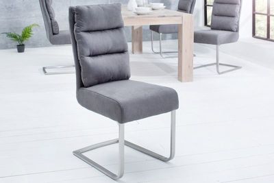 Design sledestoel COMFORT vintage grijs met RVS frame - 38394