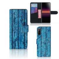 Sony Xperia L4 Book Style Case Wood Blue - thumbnail