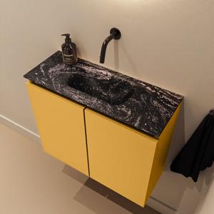 Toiletmeubel Mondiaz Ture Dlux | 60 cm | Meubelkleur Ocher | Eden wastafel Lava Midden | Zonder kraangat