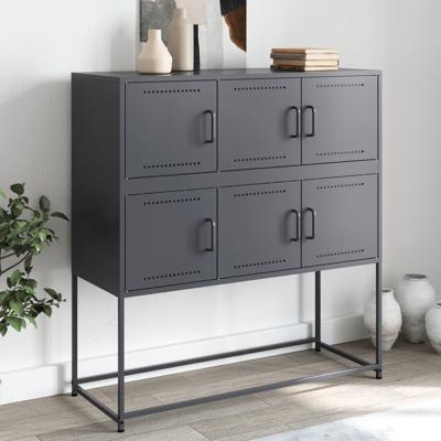 Dressoir 100,5x39x107 cm staal antracietkleurig