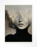 Urban Cotton Wandkleed 'Head In The Sky' 145 x 190cm in Floating Frame - off white