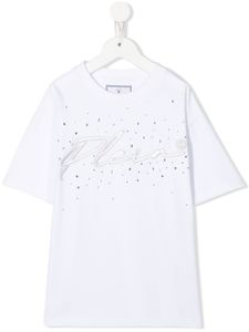 Philipp Plein Junior t-shirt à logo brodé - Blanc