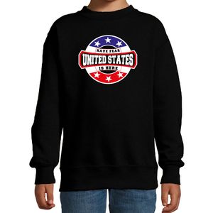 Have fear United States is here / Amerika supporter sweater zwart voor kids