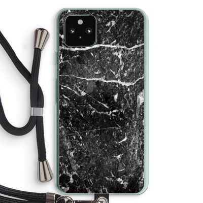 Zwart marmer: Pixel 5a 5G Transparant Hoesje met koord