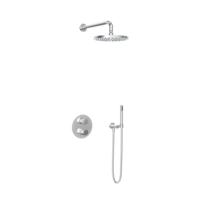 Hotbath Buddy - Inbouw Regendoucheset - Thermostatisch - Wandarm 35 cm - Hoofddouche 250 mm - Staafhanddouche - met 2-Weg Stop-Omstel - Waterbesparend - V01