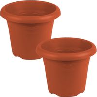 4x stuks terra cotta ronde plantenpot/bloempot kunststof diameter 22 cm - thumbnail