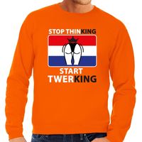 Oranje Stop thinking start twerking sweater heren Oranje Stop thinking start twerking sweater heren