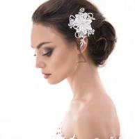 Retro Wedding Haar Accessoire Bloem Parels Kant Ivoor